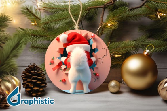 3D Dog Christmas Ornament: A Premium Graphic for Seasonal Branding