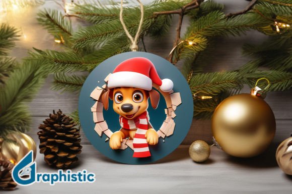 3D Dog Christmas Ornament Graphics for Crafters