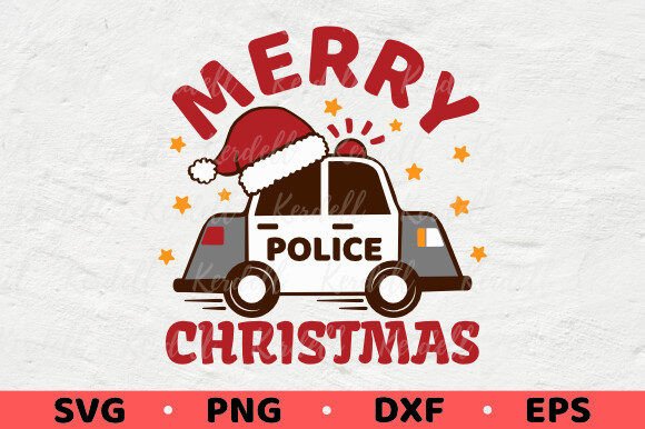 A Cute Police Car Christmas Graphic for Seasonal Products