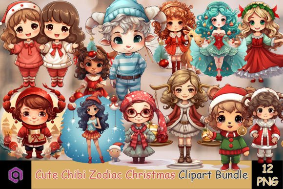 A Designer's Review of the Cute Chibi Christmas Zodiac Bundle