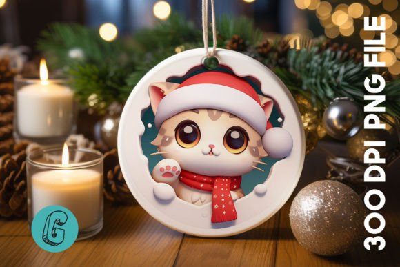 A Designer's Take on the Cute Cat Christmas Ornament Front 14