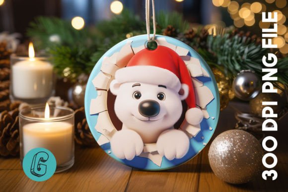 A Digital Product Creator's Review of Polar Bear Christmas Ornament F 102 Graphics