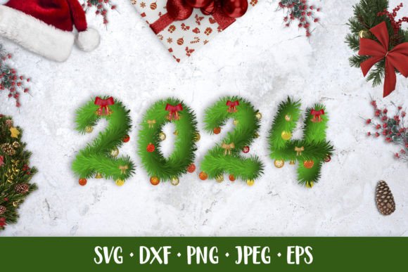 A Festive 2024 Fir Branch Graphic for Crafting