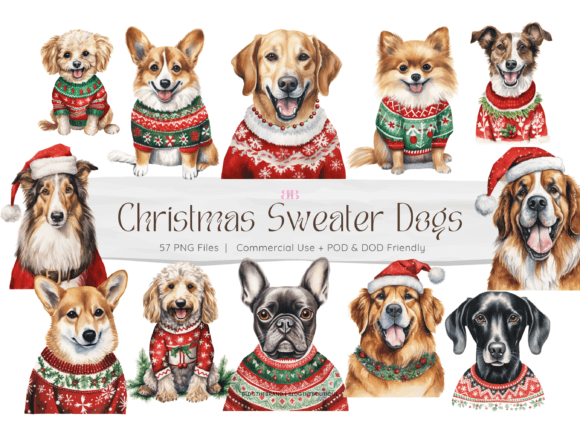A Review of 57 Christmas Sweater Dog Graphics & Illustrations