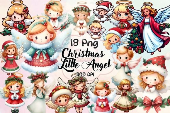 Cute Christmas Little Angel Graphics & Illustrations
