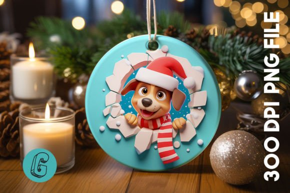 Cute Dog Christmas Ornament Front 36: A Festive Graphic for Selling