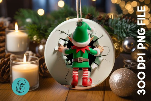Cute ELF Christmas Ornament B 125 Graphics for Festive Branding