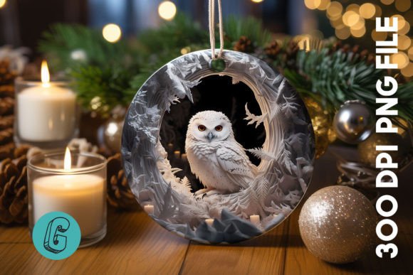 Cute Owl Christmas Ornament PNG 03 Graphics
