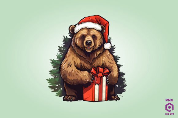 Grizzly Bear Christmas Graphics for Brand Illustrations