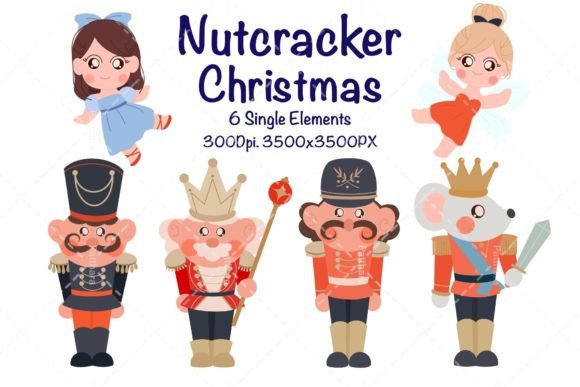 Nutcracker Christmas Digital Illustrations for Brand Graphics