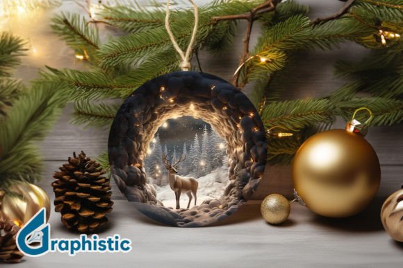 Reindeer Christmas Ornament Graphics for Editorial Design